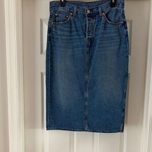 Levi's Blue Denim Midi Skirt